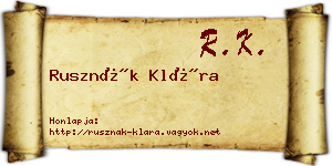 Rusznák Klára névjegykártya